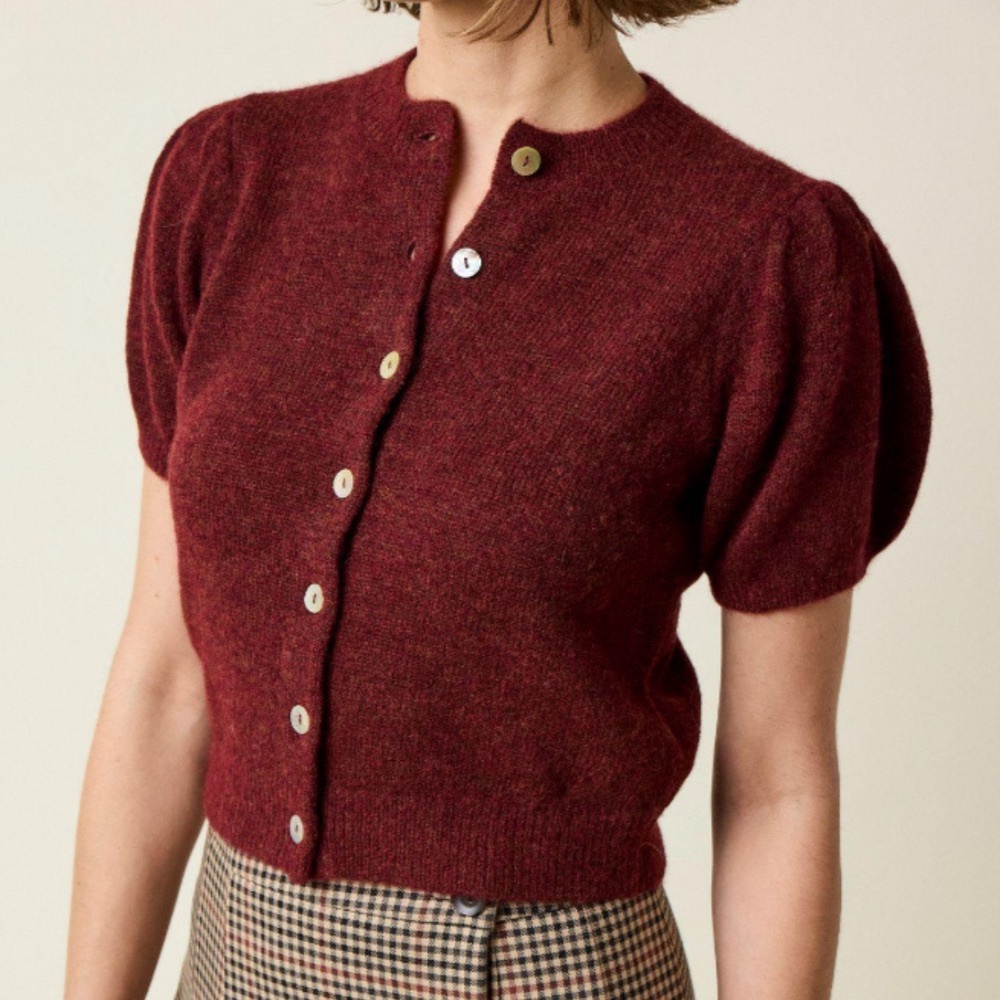 Doen Burgundy Cardigan Sweater
